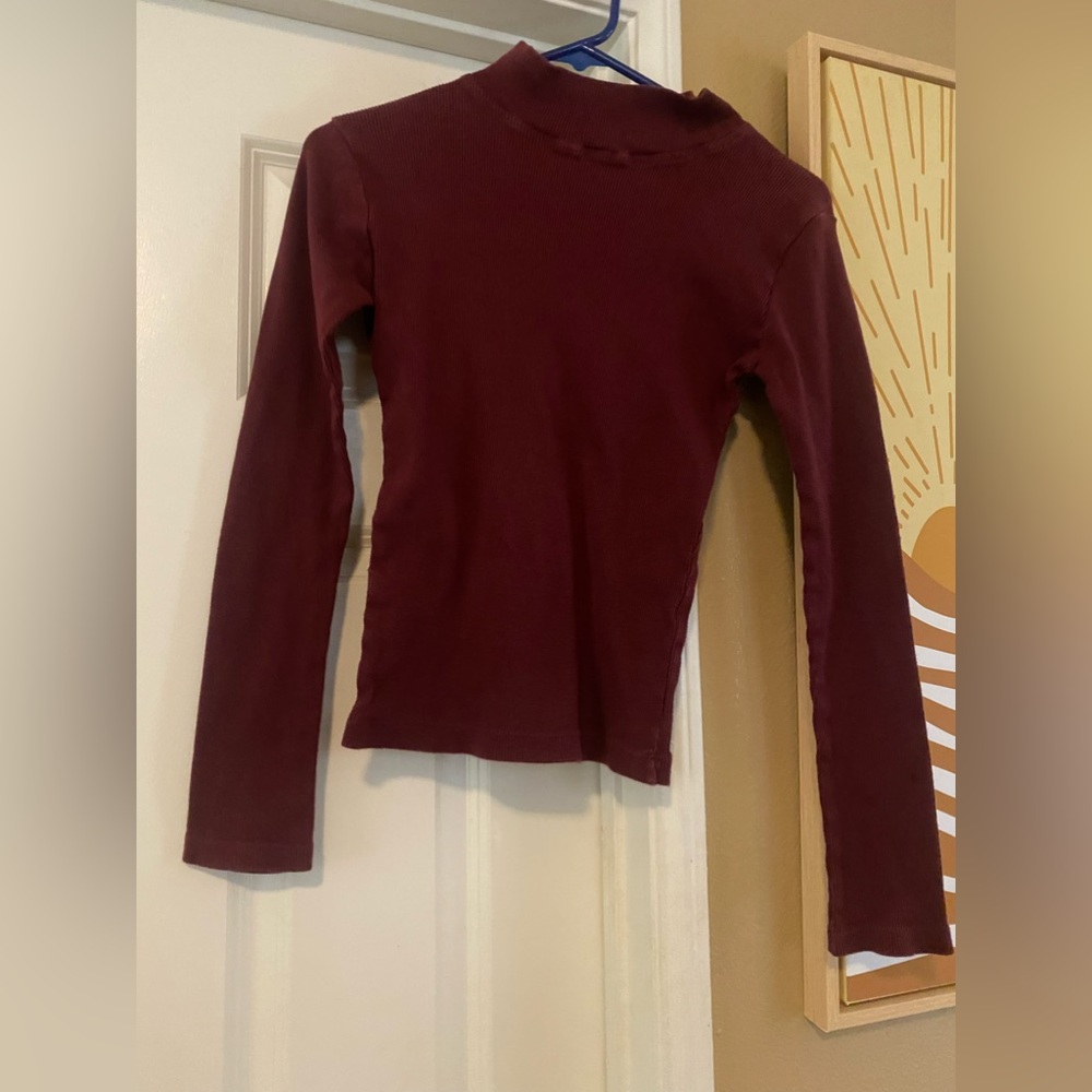 Ribbed Brandy Melville Burgundy Long Sleeve